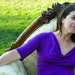 simple cowl half sleeve- L -VIOLET