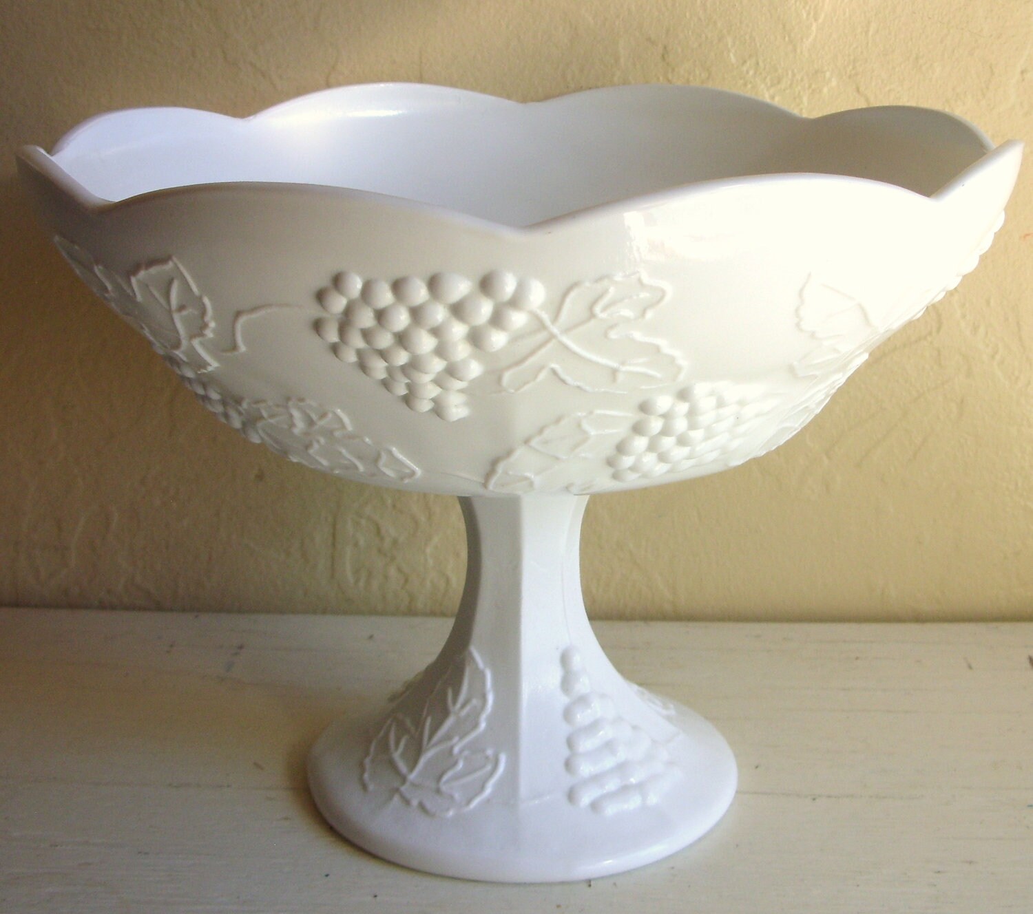 Large Milk Glass Pedestal Bowl Compote Wedding Decoration
