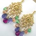 Multicolor Gemstone Chandelier Earrings Gold Vemeil Wire Wrapped Amethyst Tsavorite Tangerine