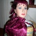 Ladies Victorian Civil War Teardrop Hat and Reticule Burgandy with beads ,braid,