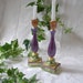 Hand Painted Wood Candlestick Holders, Purple Green and Gold
