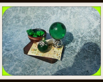 Gothic Witch Frog Spell tray dollhouse miniature Halloween ooak