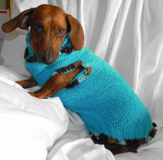 Miniature DACHSHUND Pretty Turtleneck Sweater w/Ruffles