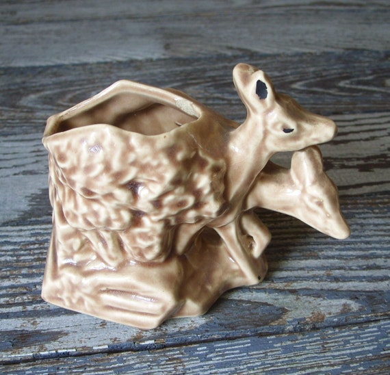 SALE Vintage McCoy Deer Fawn Planter Vase USA by TinselandTrinkets