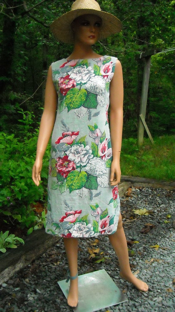 Items similar to vintage barkcloth dress on Etsy