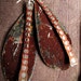 Masai - vintage tin earrings - antique tin drops - hammered orange sticks - artisan assemblage