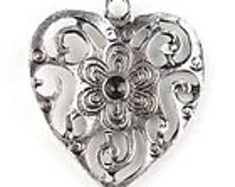 Antique Siver Heart Charms Pack Of 20