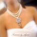 Bridal statement necklace, pearl necklace, wedding jewerly with Swarovski crystal pendant brooch and Swarovski pearls, wedding necklace