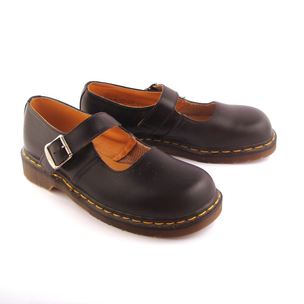 Dr Martens Shoes Mary Janes 1990 Doc Black Deadstock Leather