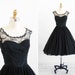 r e s e r v e d - vintage 1950s dress / 50s black dress / Black Silk Chiffon and Chantilly Lace Evening Dress by Harvey Berin