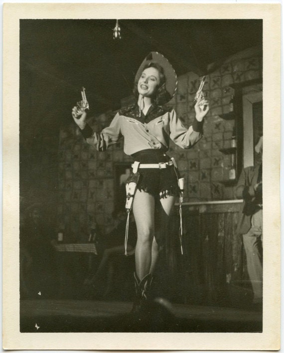 1940s Sexy Cowgirl With Guns Snapshot 397