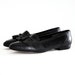 Black Leather Almond Toe Fringe & Tassel Loafers 7. Made In Brazil.