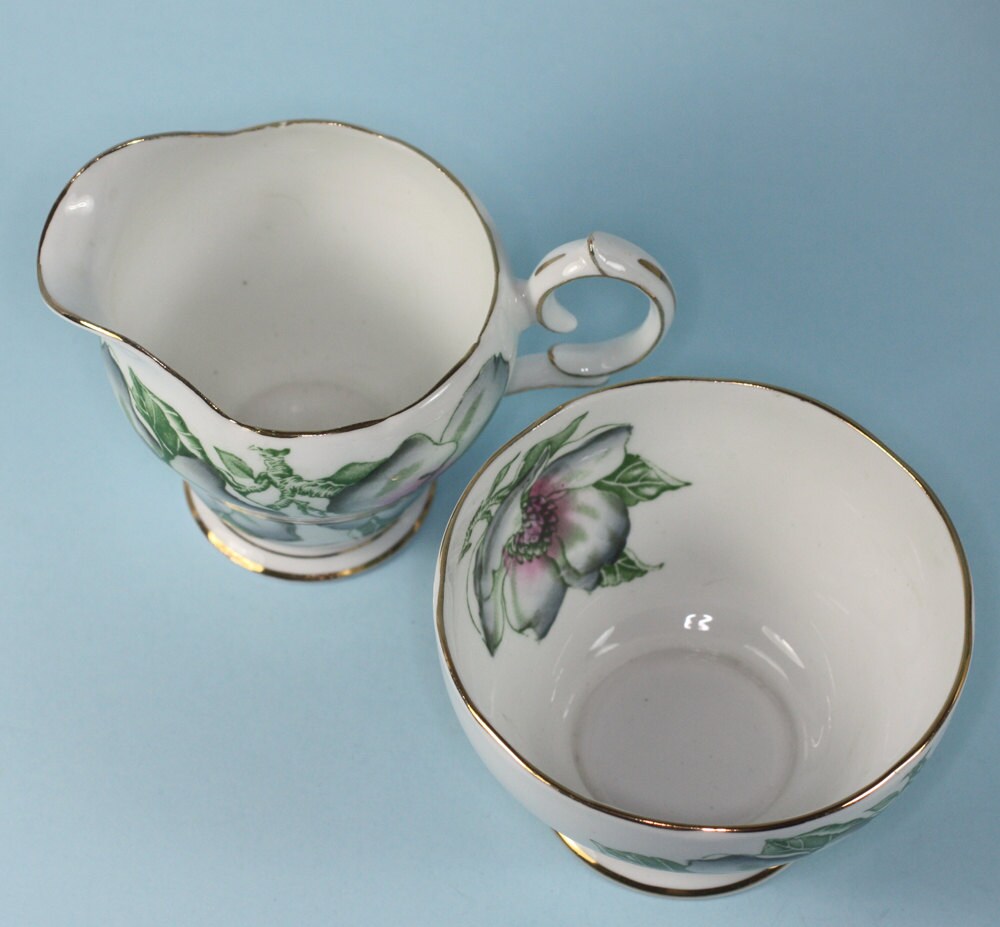 Magnolia China Creamer Sugar Bowl Queen Anne by PastSplendors