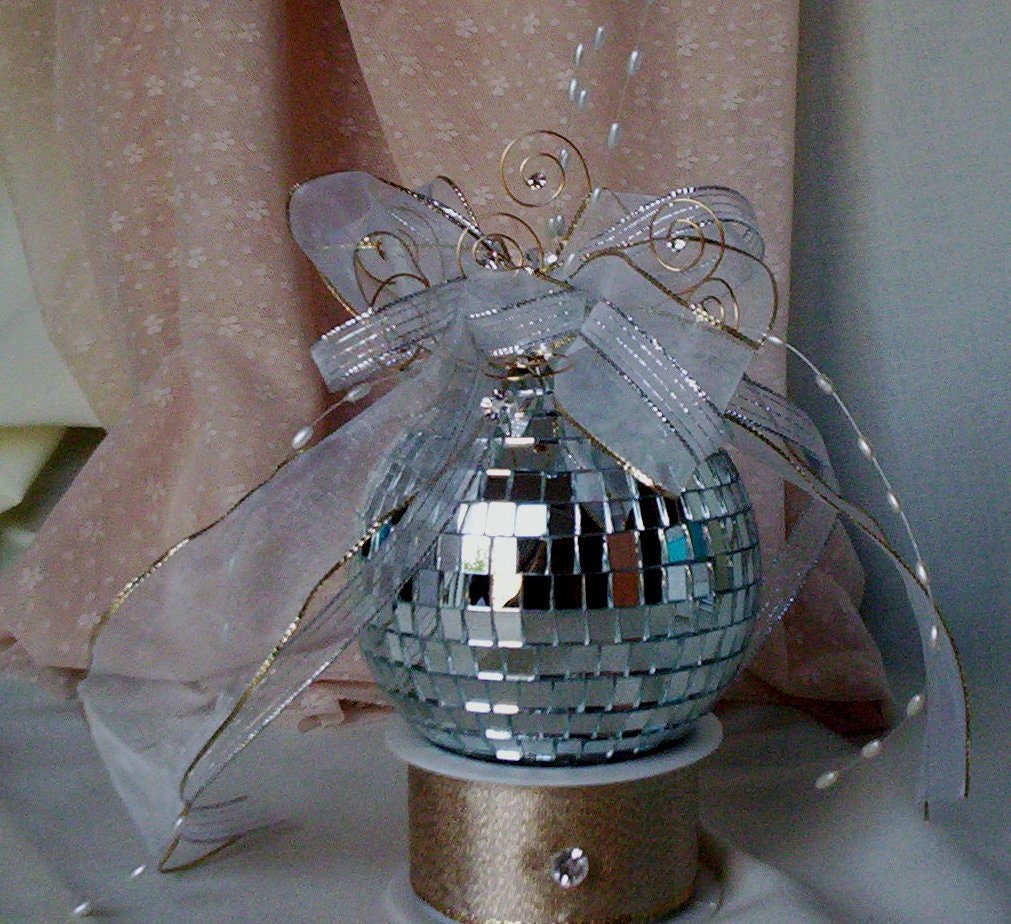 Birthday Mirror Ball Cake Topper Unique Bridal Wedding