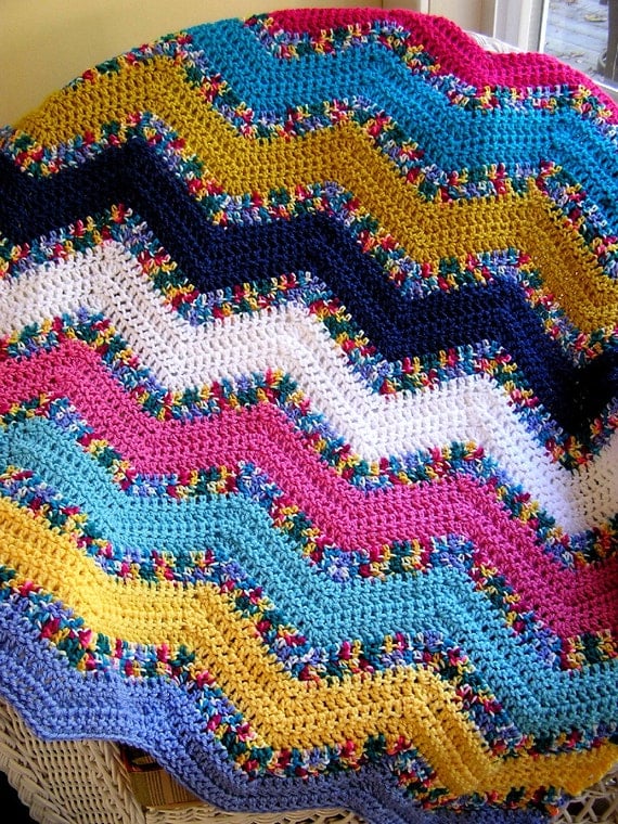 new chevron zig zag baby blanket afghan wrap crochet knit lap