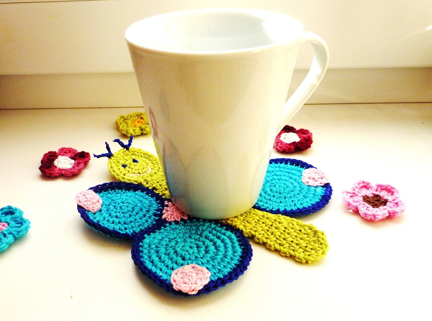 Crochet Coaster Butterfly Coaster Drink Coaster