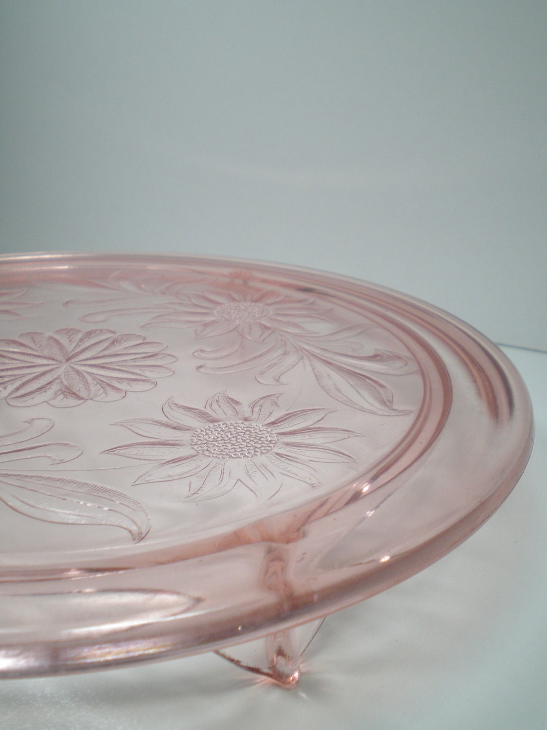 Pink Cake Plate pink depression glass cake stand with