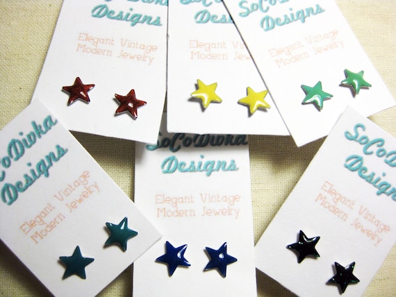 Star Earrings, Vintage Star Earrings, Enamel Star Earrings, Colorful Star Earrings, Your Choice of Colors Star Earrings, Vintage Star Earrings, Enamel Star Earrings, Colorful Star Earrings, Your Choice of Colors