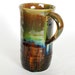 Tall 14 oz Green Ceramic Mug with Amber Brown