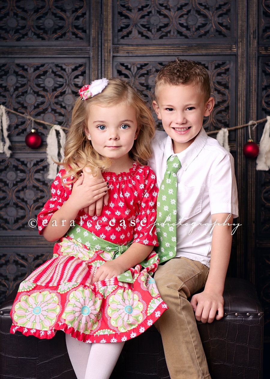 Brother and Sister Matching Christmas Outfits Girls Peasant