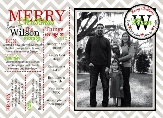 Family Christmas Double sided printable 5X7 Custom Christmas Photo Card Il_570xn