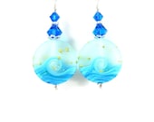 Blue Ocean Earrings, Wave Earrings, Turquoise Blue Earrings, Lampwork Earrings, Beach Earrings, Beadwork Earrings - Tranquil Waters