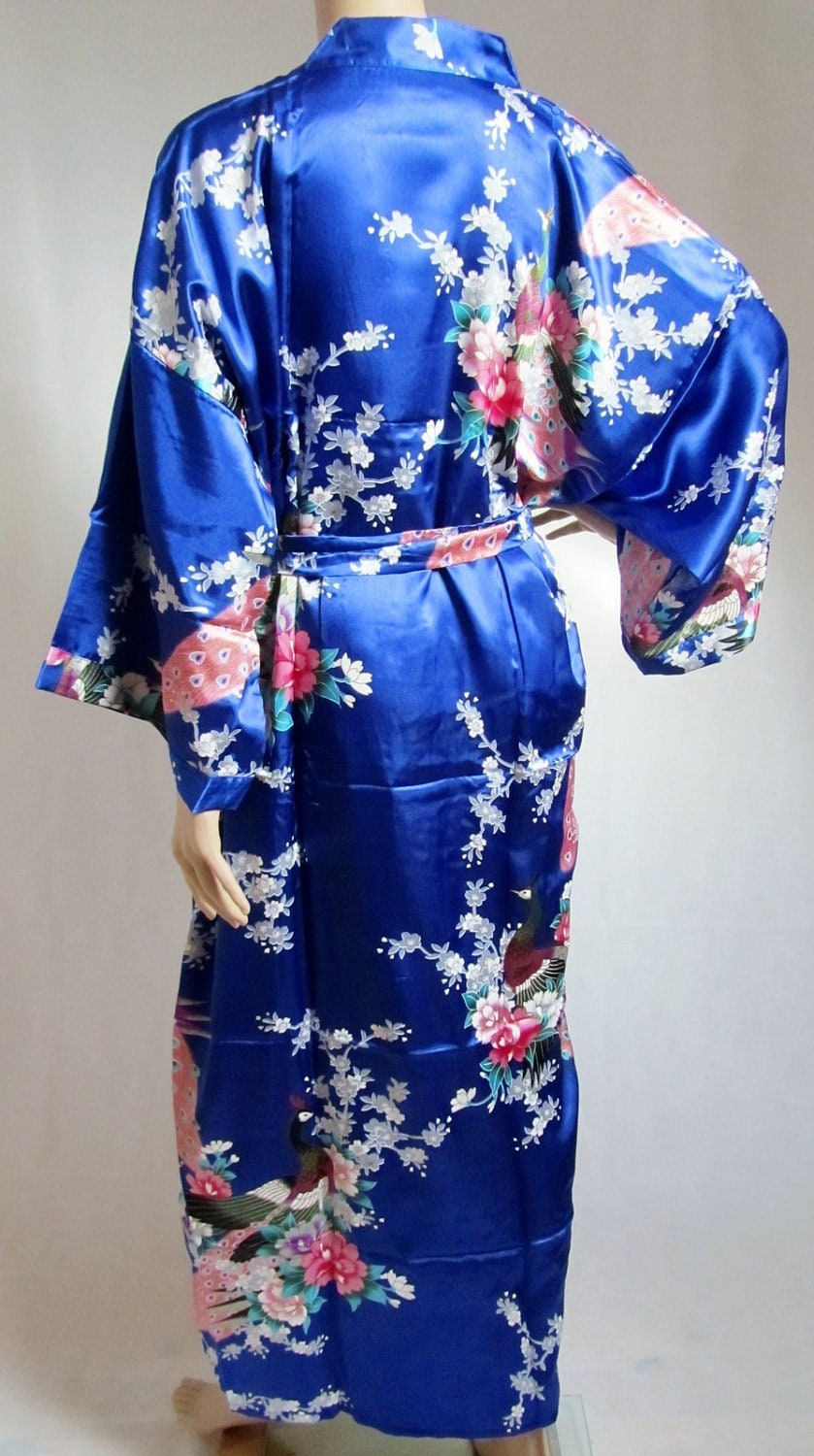 Sapphire Blue Silk Bathrobe kimono bridesmaid bride mother of