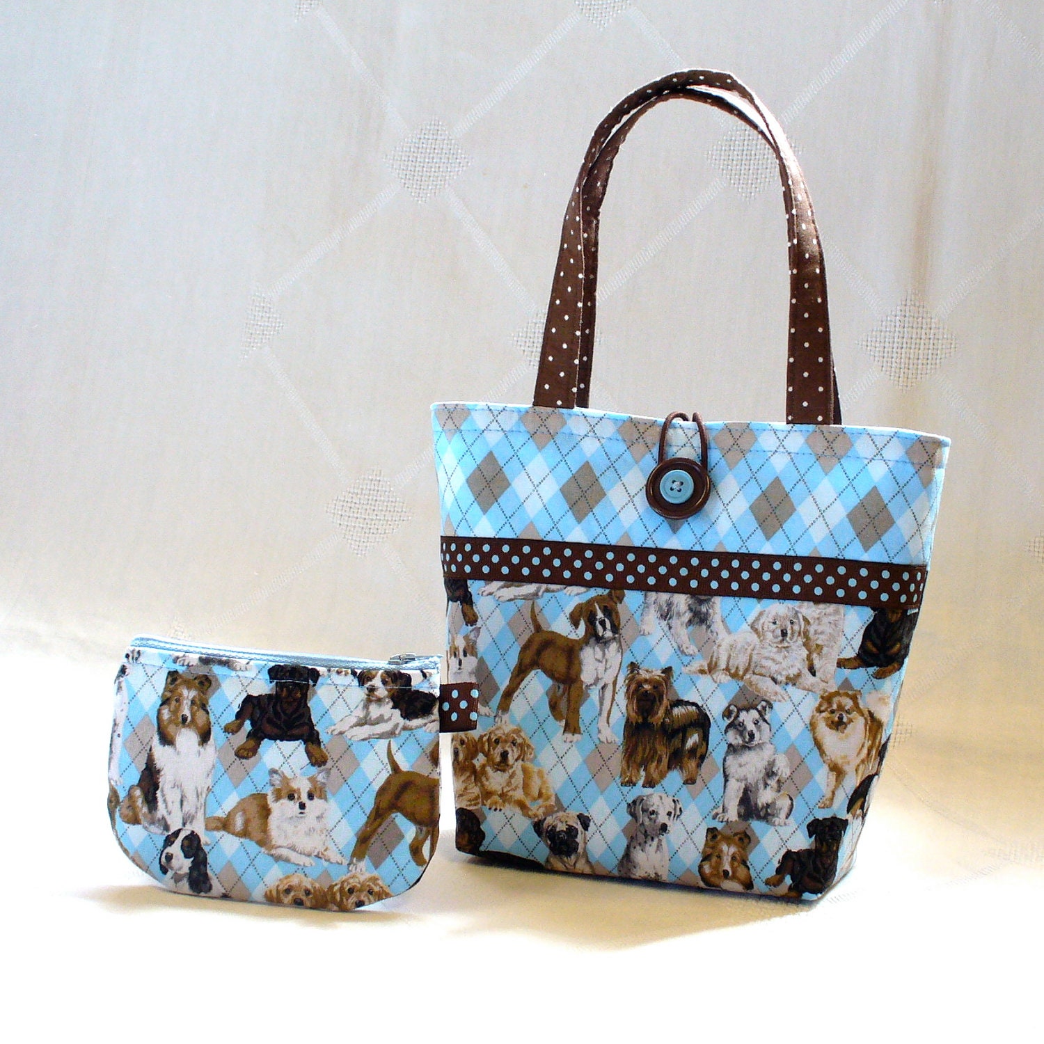 Kids Purse Little Girls Purse Coin Purse Set Puppy Dogs Fabric