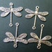 12 Dragonfly Connectors by Trinity Brass in Antiqued Silver TB F653 AS