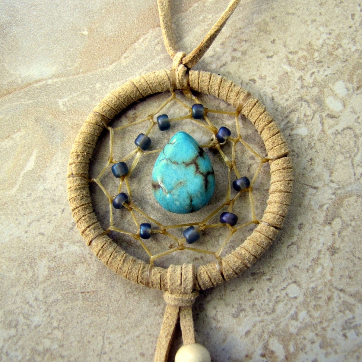 Dream Catcher Car Dream Catcher Turquoise Beaded Feather