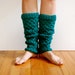 Leg Warmers, Knitted Honeycomb Texture in Teal Wool