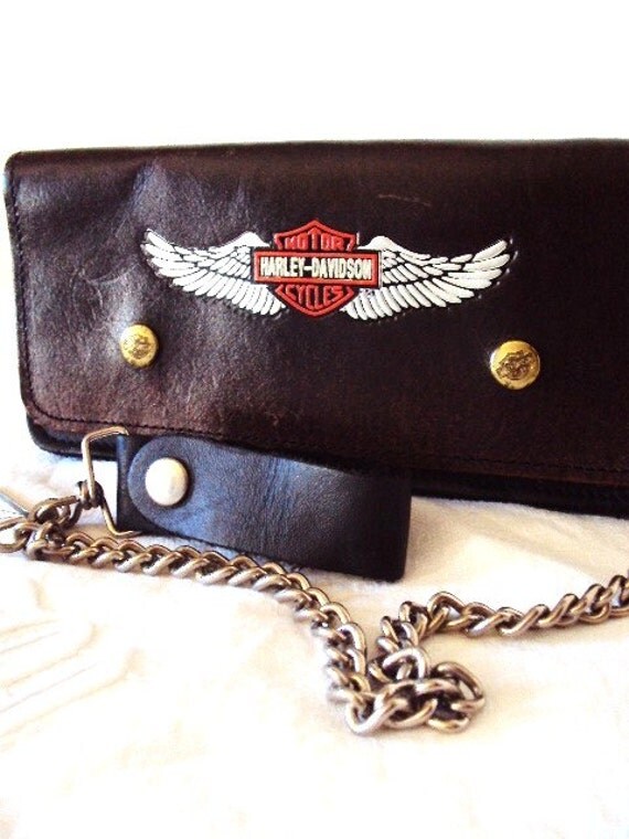 Vintage Harley Davidson Wallet motorcycles Aged Leather with