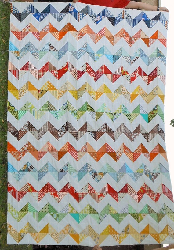 Zig Zag Crayola Quilt Top Twin Size