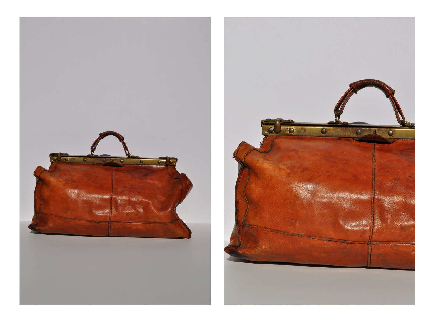 vintage leather duffle