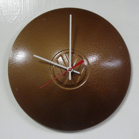 VW Bus Wall Clock Volkswagen Ghia Hubcap Clock Hammered