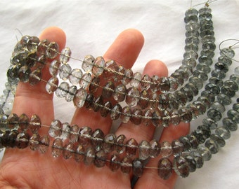 Gray Mystic Quartz faceted Rondelles, 7" inch strand, 8mm beads (8w111)