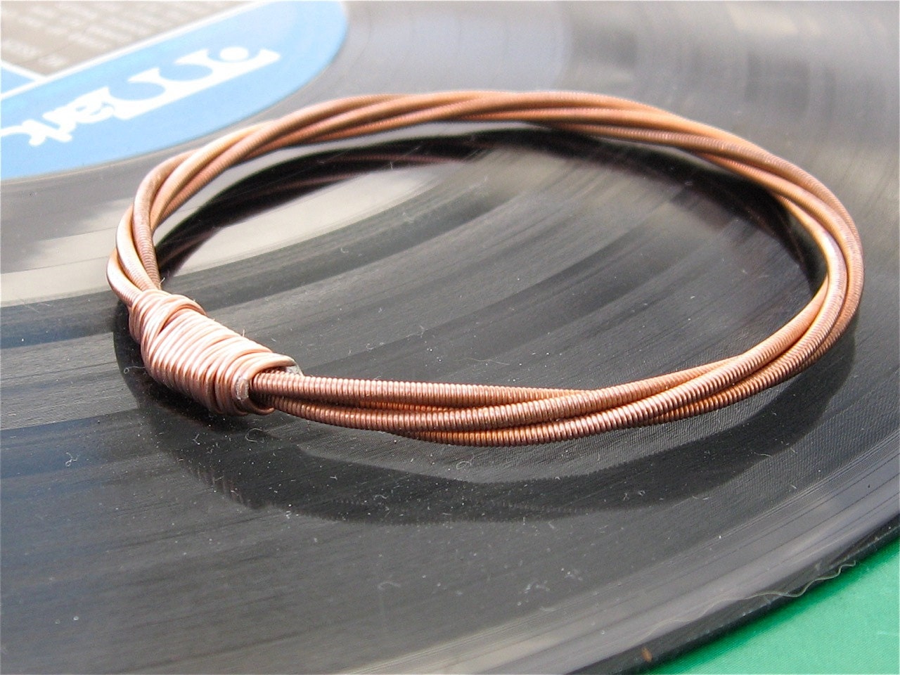Recycled PIANO String Bracelet copper colored mens or womens