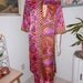 1960's-70's Pink/Purple Psychedlic Print Lounging Set (Pants & Tunic/Coat) - Size M-L