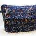 Navy Blue Ruffled Hand Zipper Pull Cosmetic Travel Makeup Bag