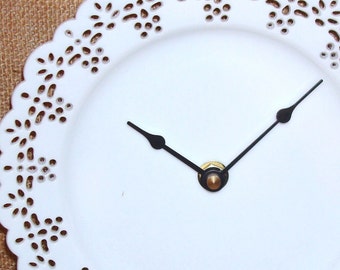 Small Lacy White Wall Clock - Porcelain Plate Clock - Unique Wall Clock - Minimalist Wall Decor - 2360