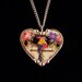 Broken china jewelry heart pendant necklace antique Art Deco parrot colorful china