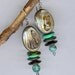 Abalone Earrings with Turquoise, Hematite & Sterling Silver, Dangle Earrings, Abalone Jewelry, Blue Turquoise Jewelry, Beadwork Earrings