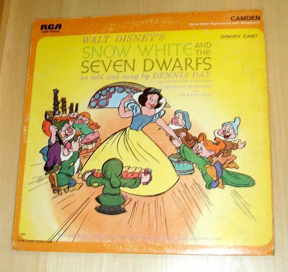 Vintage Snow White And The 7 Dwarfs Lp Record Album 1960 Walt 