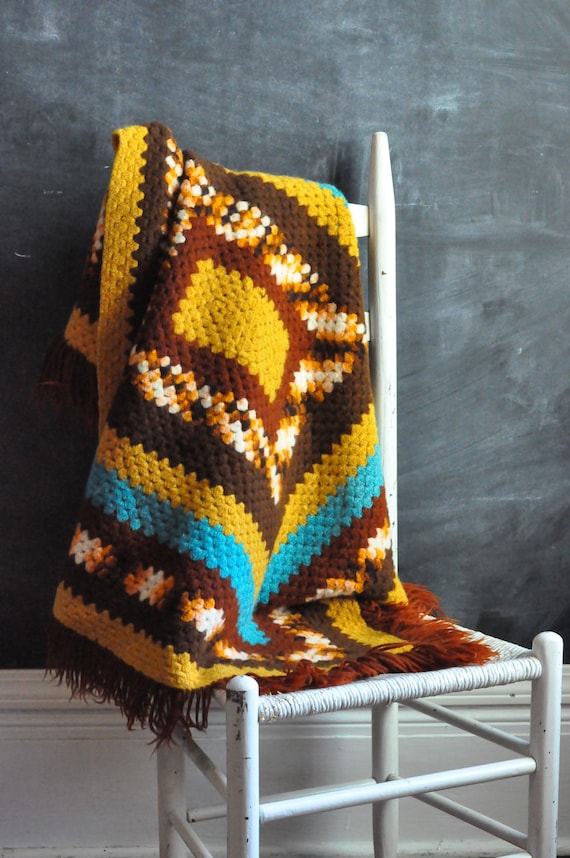 Vintage Small Felted Wool Afghan Blanket Lap by drowsySwords