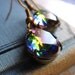 A Kiss In The Rain - Vintage Glass Jewels - Rainbow Iridescent Rhinestone Teardrops - Earrings