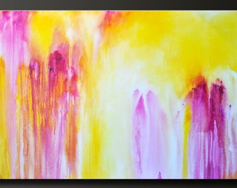 Citrus Splash - 30 x 48 - Abstract Acrylic Painting - Huge Contemporary Wall Art- On Sale