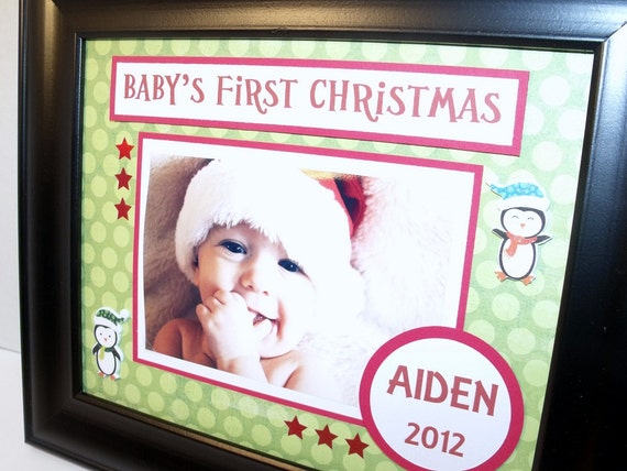Baby's First Christmas Picture Frame Personalized 8x10