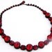 Vintage Red Rhinestone Headlight Necklace Japanned Setting