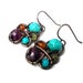 Wire Wrapped Tribal Princess Earrings with Turquoise Howlite Stones, Peridot Stones, and Orange, Purple and Blue Glass