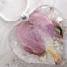 Soft Pink Bleeding Heart-Pressed Flower Glass Heart Pendant with Queen Anne's Lace-Symbolizes Undying Love, Peace